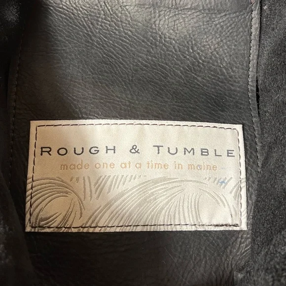 ROUGH & TUMBLE women’s envelope tote tumbled black leather hobo Large shopper - Picture 9 of 10